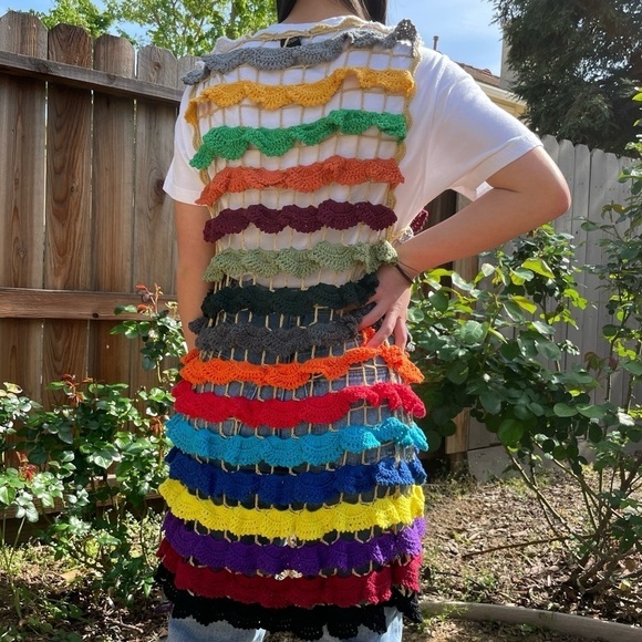 Crochet open front  scalloped vest medium - Picture 3 of 14